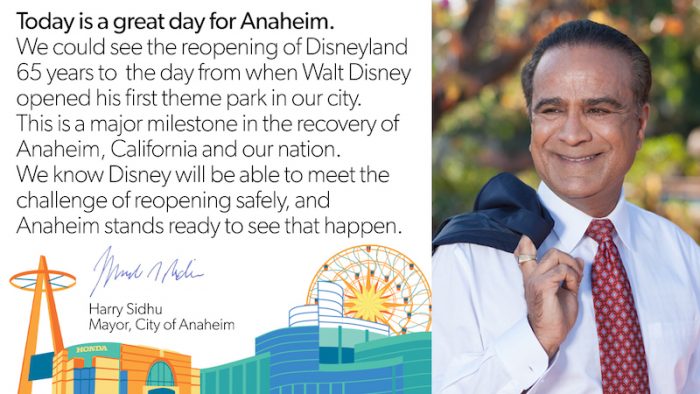 NEWS: Anaheim Mayor Releases a Statement About the Reopening of Disneyland Resort 