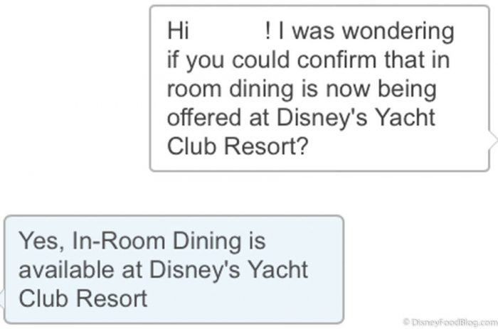 does disney yacht club have room service