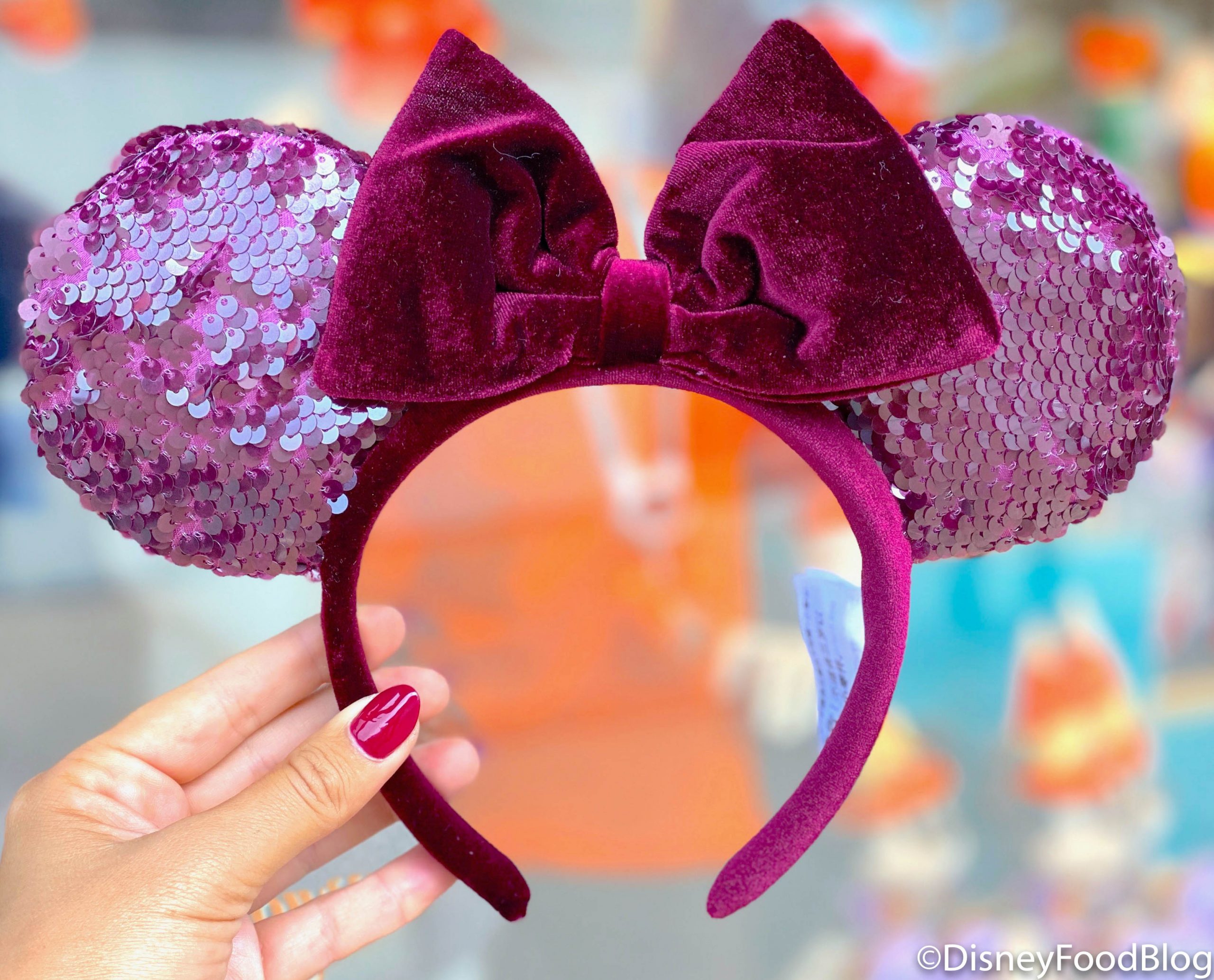New Tokyo Disney Resort Minnie Mickey Mouse Bow Purple Sequin Ears Headband Ears 