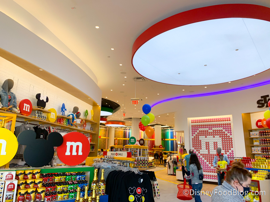 This wall of m&m's at the new m&m Store at Disney Springs is a