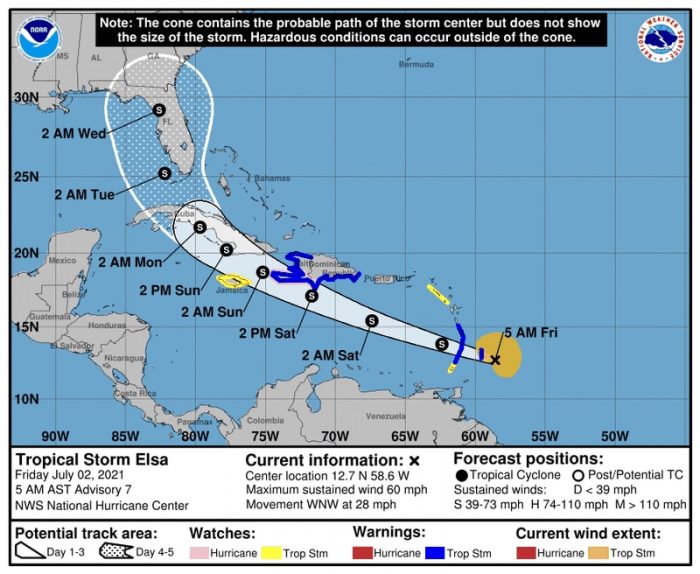 NEWS: Tropical Storm Elsa Upgraded to a Hurricane; Florida in Projected Cone | the disney food blog