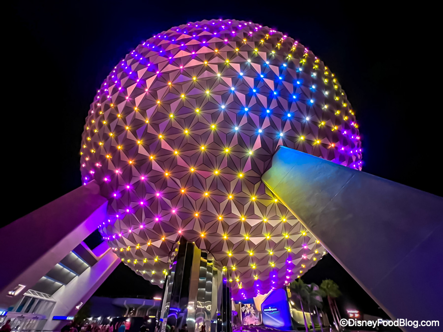 PHOTOS & VIDEOS: The Spaceship Earth Lights Just Got Even BETTER in EPCOT |  the disney food blog