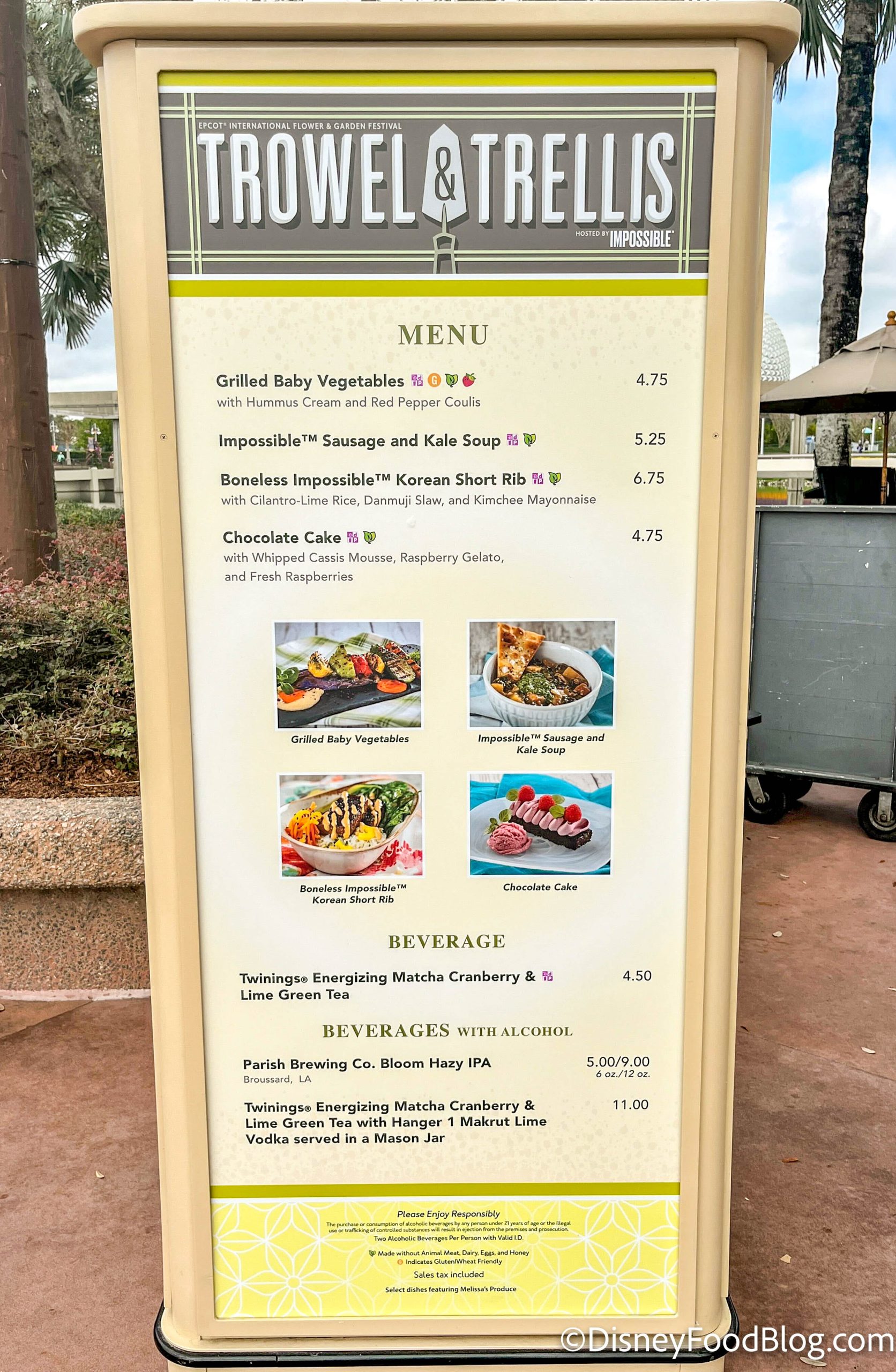 PHOTOS Menus with PRICES Up in EPCOT for Flower and Garden Festival