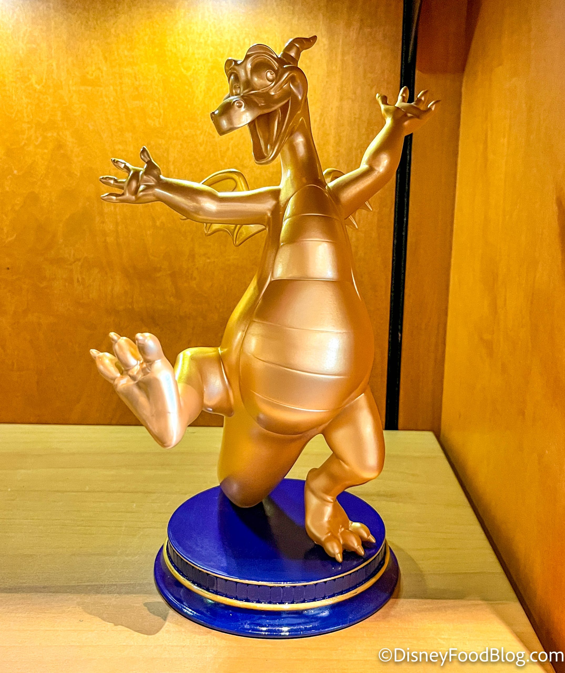 2022 Walt Disney World 50th Anniversary EPCOT Figment Gold Statue Figure IN HAND
