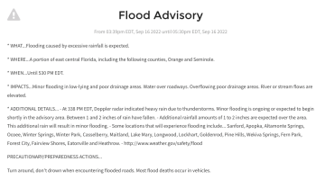 Flood Advisory Issued for Parts of Disney World | the disney food blog