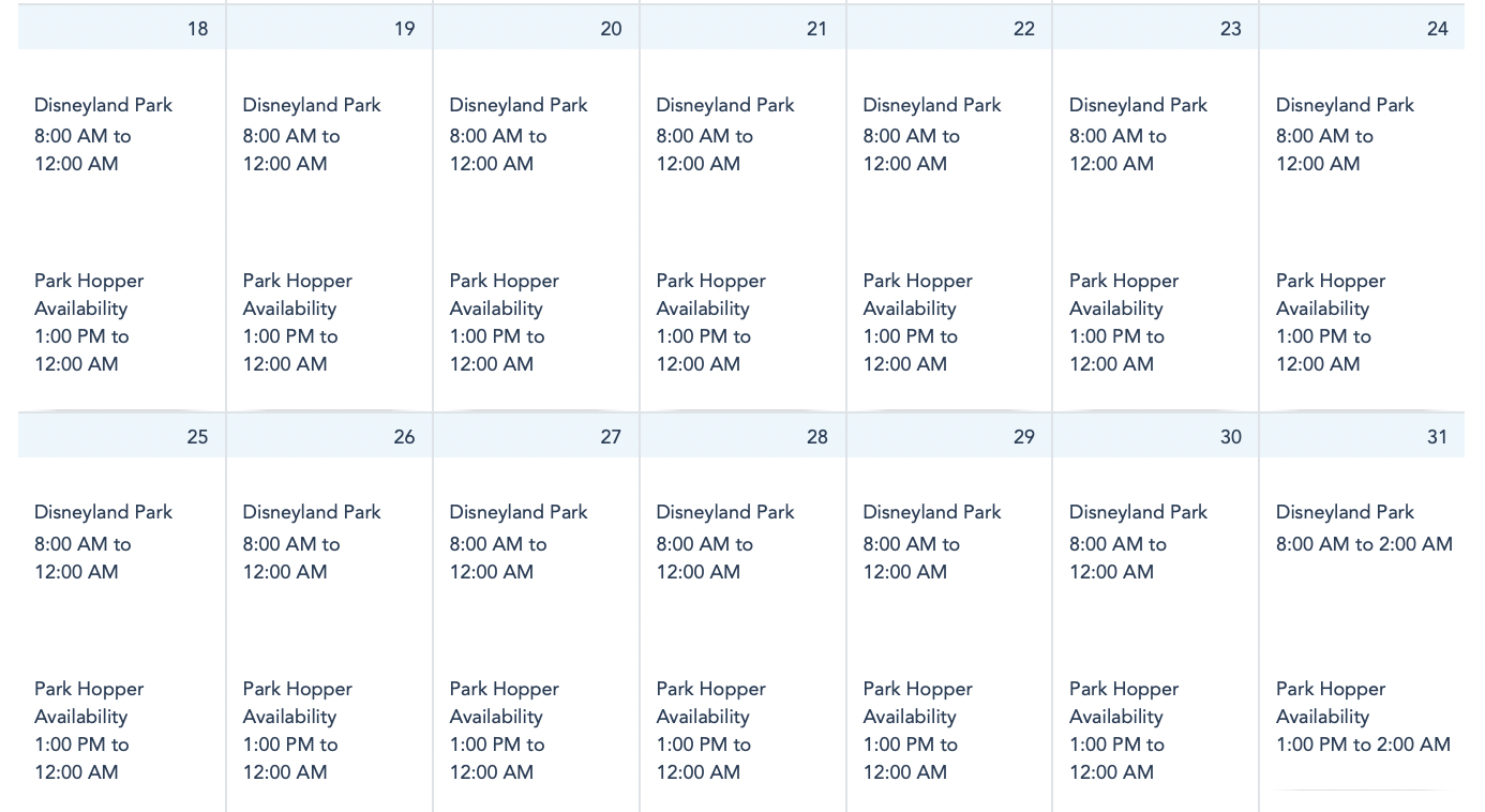 FULL List of Disneyland Park Hours Through January 2023 Disney by Mark