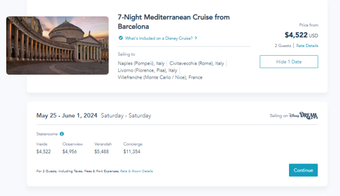 disney cruise concierge price