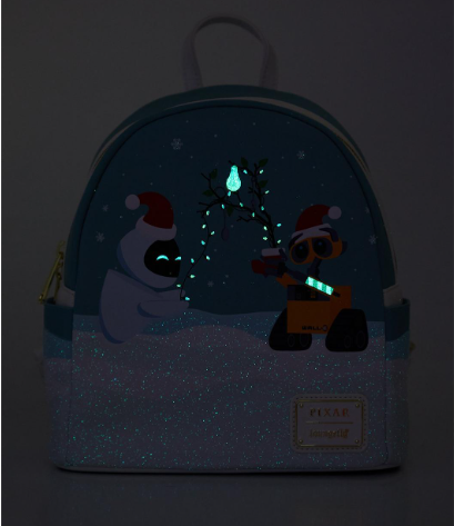 Loungefly Disney Pixar WALL-E EVE & WALL-E Holiday Glow-in-the-Dark Mini Backpack Glow