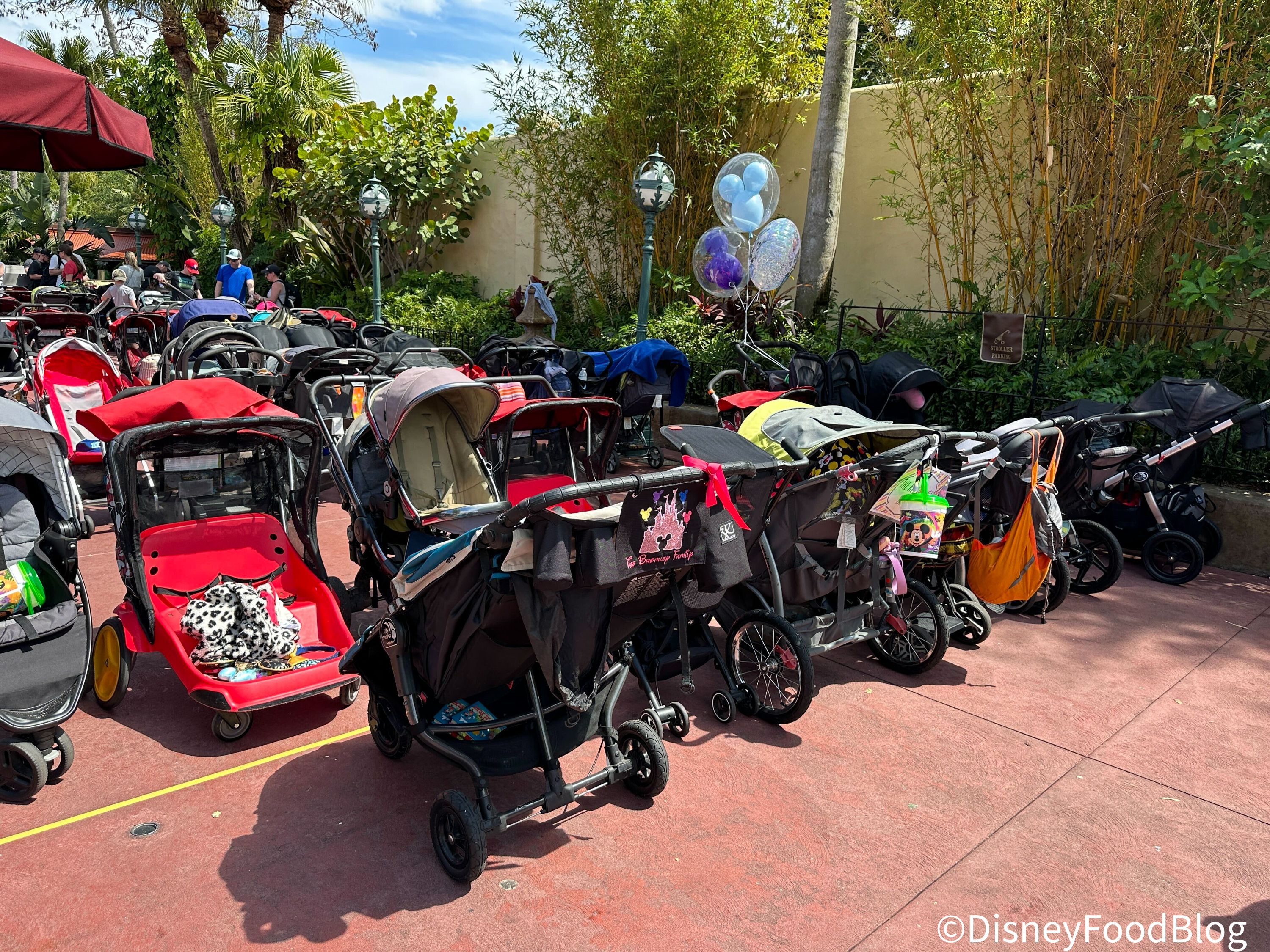 Stroller parking at Disney World Magic Kingdom Adventureland